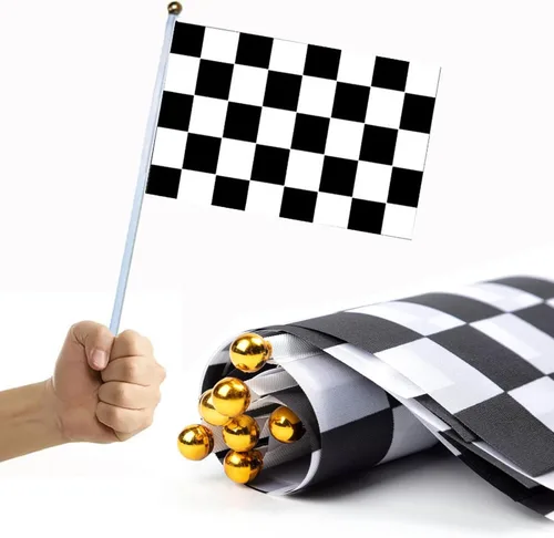 Miniatura 3 de Conos de tráfico con banderas a cuadros de carreras, 6 conos de tráfico con agujero en la parte superior, 12 banderas a cuadros, suministros
