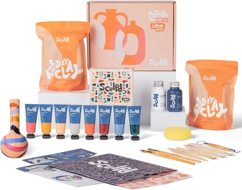 Miniatura 11 de Sculpd - El kit original de cerámica para adultos - Arcilla seca al aire para adultos, herramientas, barniz, pinturas, pinceles, juego de arte