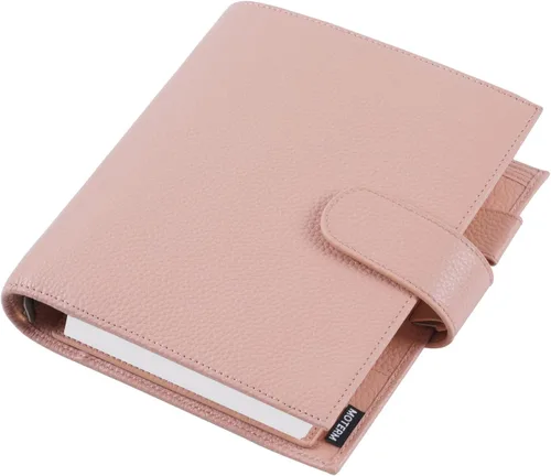Miniatura 9 de Moterm Planificador de anillos de lujo para todo el personal – Organizador de carpeta de cuero genuino (naranja quemado, anillo de 1.181 in)