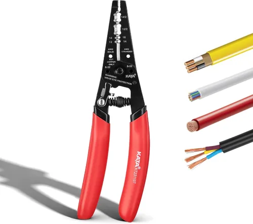 Miniatura 10 de KATA Pelacables de 7 pulgadas, cortador de alambre, herramienta de pelado/corte para alambre trenzado de 6-12 AWG y corte de 8-32 tornillos