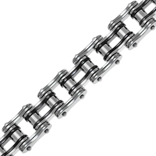 Miniatura 3 de Metro Jewelry Pulsera gruesa de acero inoxidable para motocicleta para hombre, chapado en iones negro, 8.5 pulgadas de largo, 0.512 in de ancho