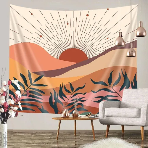 Miniatura 4 de Viajar Tapiz bohemio para colgar en la pared, estilo moderno de mediados de siglo, impresiones artísticas de pared contemporáneas para dormitorio
