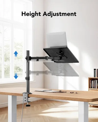 Miniatura 6 de HUANUO Soporte de escritorio para laptop - Brazo de monitor de 17" a 32", bandeja ventilada, totalmente ajustable con inclinación, giro y rotación