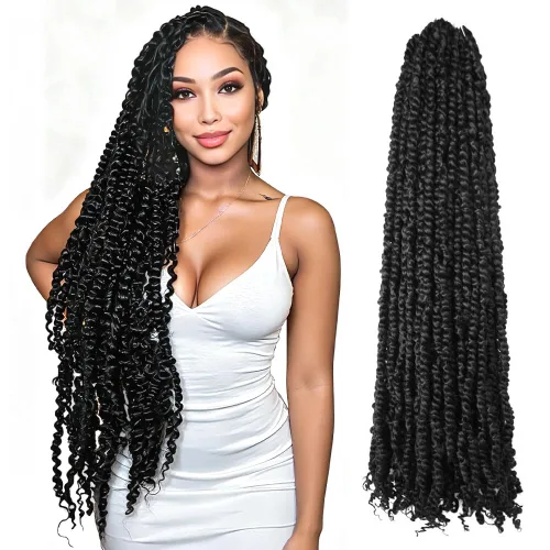 Miniatura 17 de Pelo Passion Twist de 8 pulgadas, trenzas de ganchillo pretrenzadas, paquetes de 8 paquetes (1B/negro natural)