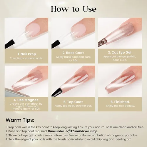 Miniatura 8 de MIZHSE Esmalte de uñas de gel de ojo de gato de 8 colores, juego de esmaltes de gel magnético con purpurina con barra magnética, holográfico Gel