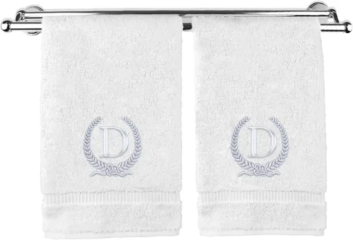 Miniatura 15 de Toalla de mano con monograma, regalo personalizado, 16 x 30 pulgadas, diseño de corona dorada bordada con letra blanca en toalla negra, extra