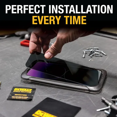 Miniatura 5 de DEWALT Paquete de 2 protectores de pantalla de privacidad resistentes para iPhone 13 Pro Max/14 Plus, protección de sensor, compatible con isla