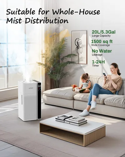 Miniatura 2 de Mifasol Humidificador para habitación grande, 5.3 galones/20 litros, humidificadores grandes para el hogar, 1500 pies cuadrados, humidificadores