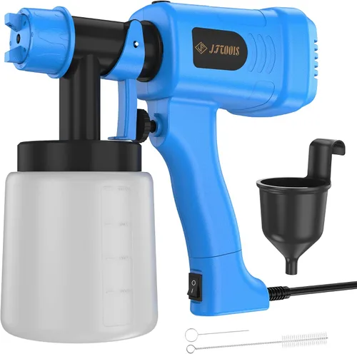 Pulverizador de pintura de 400 W, pistola de pintura en aerosol Hvlp con 3 patrones de aerosol, ancho y flujo de pulverización ajustables, Azul
