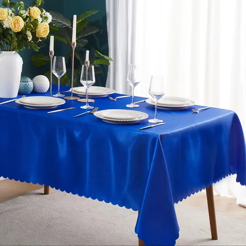 Miniatura 17 de KKJIAF Paquete de 1 mantel de satén negro de 58 x 102 pulgadas, rectangular, brillante, sedoso y suave, para decoración de banquete de boda, fiesta