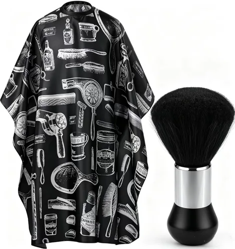 Miniatura 10 de Capa profesional de corte de pelo con cepillo de plumero para el cuello, capa de peluquería de salón, accesorios de peluquería negro Azul