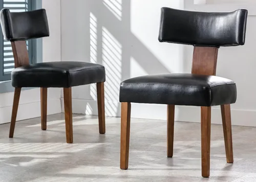 Miniatura 21 de VESCASA Sillas de comedor tapizadas de lino con patas de madera natural, modernas sillas de comedor acolchadas con ribete de cabeza de clavo