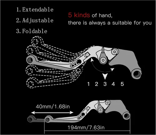Miniatura 2 de Para Yamaha XT660R XT660 R 2014 2015 2016 2004-2017 Accesorios de motocicleta motocicleta ajustable extensible freno embrague palancas