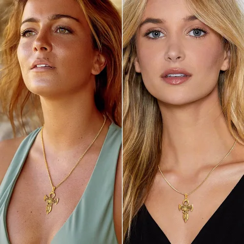 Miniatura 4 de U7 Horus Necklaces for Men Women, Stainless SteelBlackGold Plated Ankh Cross Egyptian Symbol Jewelry, Eye of Horrus Pendant with 22 Inch Chain