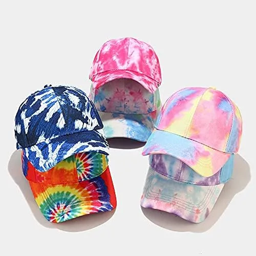 Miniatura 7 de BEARUN Gorra de béisbol de algodón con teñido anudado de perfil bajo, gorra de béisbol de hiphop, sombrero de papá