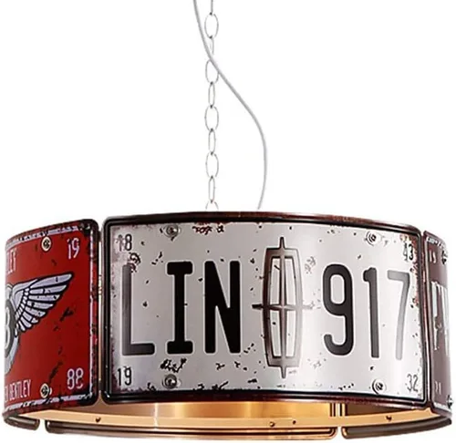 Lámpara colgante retro, loft, creativa, de hierro, decoración de matrícula, luz colgante, lámpara de loft industrial vintage, E27, iluminación de
