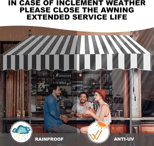Miniatura 6 de Refugio para parasol sin perforaciones, toldo retráctil con manivela, toldo para patio, toldo impermeable para puerta, exterior para ventana