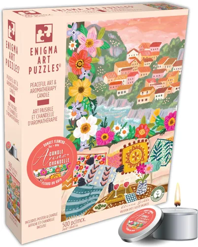 Miniatura 19 de Rompecabezas de 500 piezas para adultos Colección Hygge Gato en la Ventana Rhi James Tablero Azul y Vela de KI Puzzles