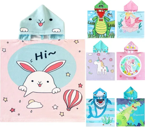 Miniatura 36 de NovForth Toalla de Playa para Niños y Niñas, Envoltorio de Toalla de Baño con Capucha de Cocodrilo, Toalla de Piscina para Niños Pequeños con Capucha