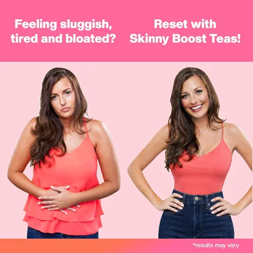 Miniatura 10 de SkinnyBoost - Kit de té desintoxicante de 2 paquetes – 1 de día HIBISCO (28 bolsas) + 1 de noche MANZANA CANELA (14 bolsas) – Desintoxicación herbal