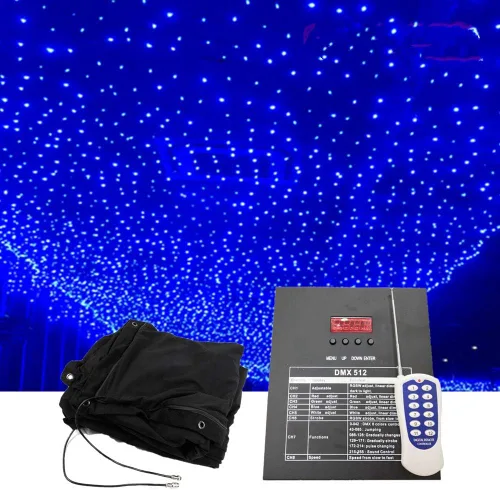 Miniatura 10 de Cortina de telón de fondo LED de 13 x 13 pies, cortina LED blanca + azul para escenario, cortina de tela de cielo estrellado DMX512 para eventos