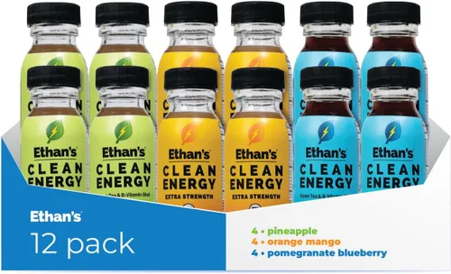 Miniatura 15 de Ethan's Organic Clean Energy Shots Piña, paquete de 12 unidades de 2 onzas, 150 mg de cafeína, té verde, guayusa, melena de león y cordyceps Sin
