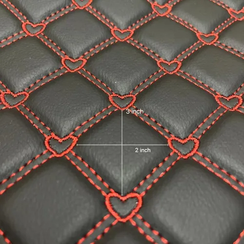 Miniatura 2 de Tela de vinilo de espuma acolchada con patrón de corazón con respaldo de esponja de 0.23 pulgadas, tela de piel sintética para techo de automóvil