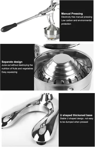 Miniatura 6 de Nutripress - Exprimidor manual de acero inoxidable, exprimidor grande naranja, exprimidor de prensa manual, diseño separado, exprimidor de frutas
