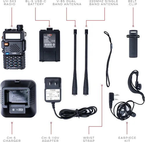 Miniatura 5 de BTECH UV-5X3 radio tribanda de 5 W, VHF, 1.25M, UHF, amateur (ham), incluye antena de doble banda, antena 220, audífono, cargador y otras radios