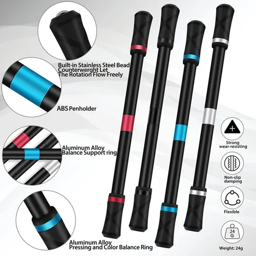 Miniatura 4 de AYXXZJD 4 bolígrafos giratorios giratorios para juegos, para juegos, dedo volador giratorio para adultos, suministros de oficina con manual