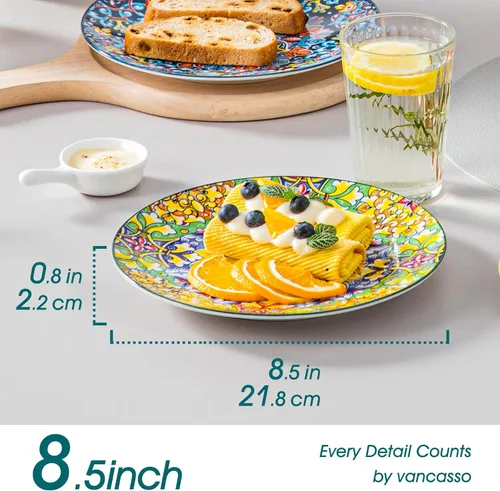Miniatura 2 de vancasso Juego de 6 Platos de Ensalada de 8.5 Pulgadas de Cerámica para Postre, Juego de Platos Pequeños para Cena, Aptos para Microondas, Horno