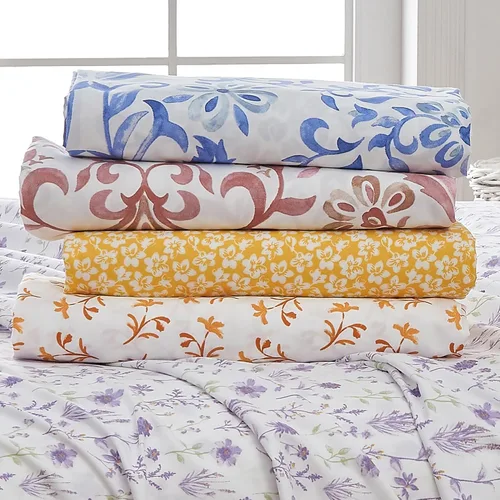 Miniatura 6 de Great Bay Home - Juego de sábanas de microfibra con estampado floral de 4 piezas tamaño Queen - Sábanas y fundas de almohada ultrasuaves