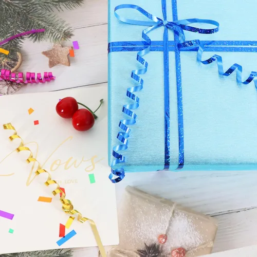Miniatura 4 de BEISHIDA 457.2 metros de cinta rizada y ondulada azul con purpurina, rollo de cinta metálica brillante para envolver regalos, fiesta de cumpleaños
