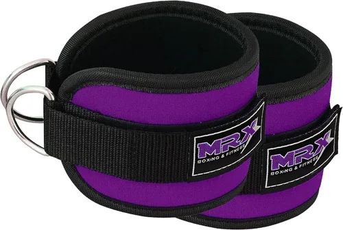 Miniatura 7 de MRX - Correa de tobillo con anillo en D, polea para levantamiento de pesas, tobillera acolchada, correas de gimnasio