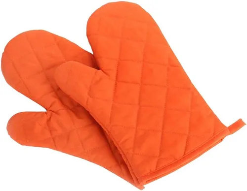 Miniatura 3 de Guantes para horno, guantes de cocina premium resistentes al calor de algodón y poliéster acolchados de gran tamaño tipo manopla, 1 par rosa