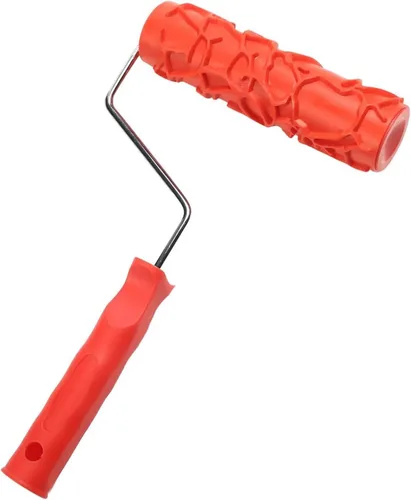 Miniatura 7 de Bettomshin 1 unids 12.598 in longitud total caucho pintura rodillo cepillo 6.890 in rojo grano pintura rodillo con mango de plástico para pared