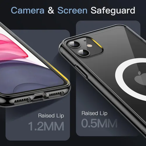 Miniatura 5 de JETech Funda magnética para iPhone 11 de 6.1 pulgadas, compatible con carga inalámbrica MagSafe, a prueba de golpes, parte trasera transparente