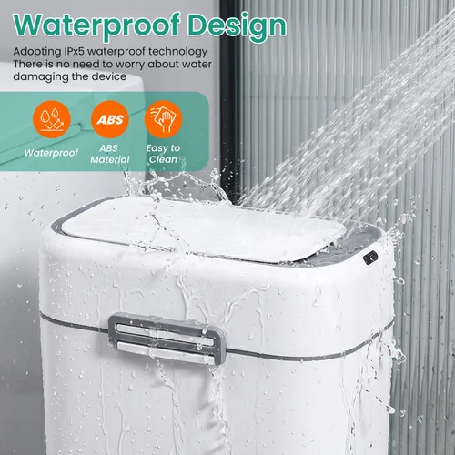 Miniatura 4 de FDW Cubo de Basura para Baño de 2.2 Galones con Tapa, Contenedor de Residuos de Plástico con Sensor Automático Delgado y Pequeño para Sala de Estar