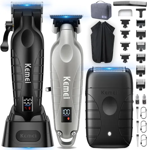 Miniatura 8 de KEMEI Cortapelos para hombres profesionales, juego de cortapelos y recortadoras de barbero, afeitadora de lámina para hombres, cortapelos