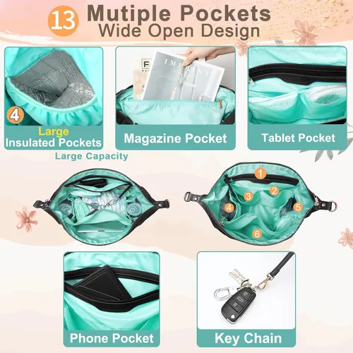 Miniatura 3 de Bolsa de pañales Mominside de piel para pañales con 14 bolsillos para mamá papá, búsqueda de registro de bebé, bolsa grande de viaje para niños
