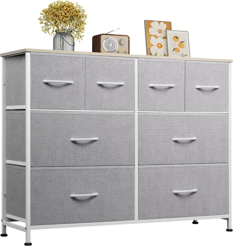 Miniatura 24 de WLIVE Cómoda para dormitorio con 8 cajones, cómoda de tela ancha para almacenamiento y organización, cómodas de dormitorio, cajonera para sala