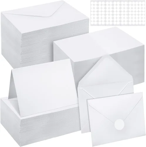 Miniatura 7 de Yeaqee Paquete de 200 tarjetas en blanco con sobres y calcomanías, tarjetas de notas de agradecimiento, sobres autoadhesivos, tarjetas