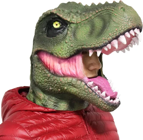 Miniatura 3 de LarpGears Máscara de disfraz de Halloween para fiesta de látex animal T-rex dinosaurio máscara tamaño adulto