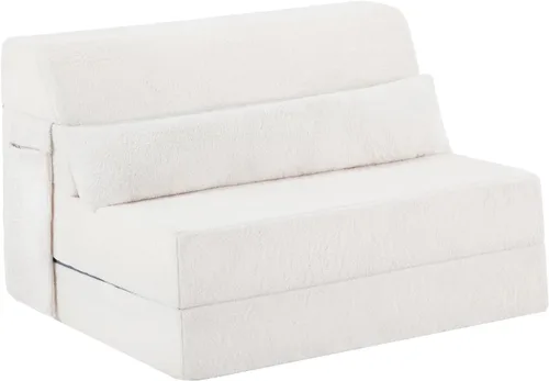 Miniatura 16 de Tiita Sofá cama plegable tamaño individual, colchón convertible con almohada, colchón de pana gruesa para el suelo, sofá cama con bolsillo lateral