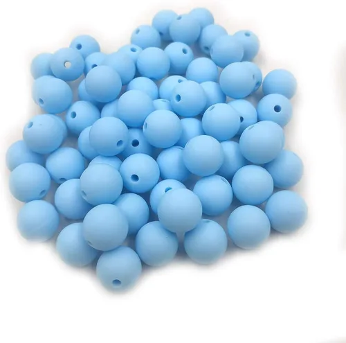 Miniatura 18 de Cuentas de perlas de silicona focales para bolígrafo, 100 cuentas redondas de silicona sueltas de 0.59 pulgadas a granel para llavero, mamá mujer