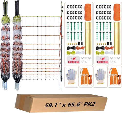 Miniatura 9 de Valla de red eléctrica para aves de corral, 47.3 pulgadas de alto (se puede elevar manualmente a 59.1 pulgadas de alto) x 98.5 pies de largo