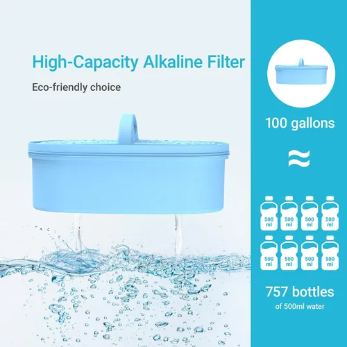 Miniatura 6 de Filtro de agua alcalina de repuesto para todos los sistemas de filtración de jarra y dispensador Waterdrop, se adapta a Waterdrop WD-PF-AL, reduce