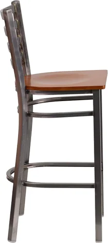 Miniatura 6 de Flash Furniture HERCULES Series - Taburete de bar de metal con revestimiento transparente para restaurante, asiento de madera de cerezo Asiento