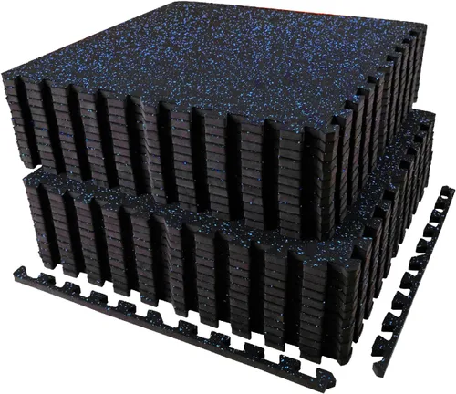 AIRHOP Alfombrillas de Equipo de Ejercicio de 0.56 Pulgadas de Grosor, 96 Pies Cuadrados, 24 Baldosas Mejoradas de Goma Superior con Espuma EVA de