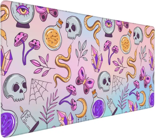 Alfombrilla de mouse para juegos extendida estilo gótico pastel Kawaii de 35.4 x 15.7 pulgadas, alfombrilla de mouse grande XXL, base de goma